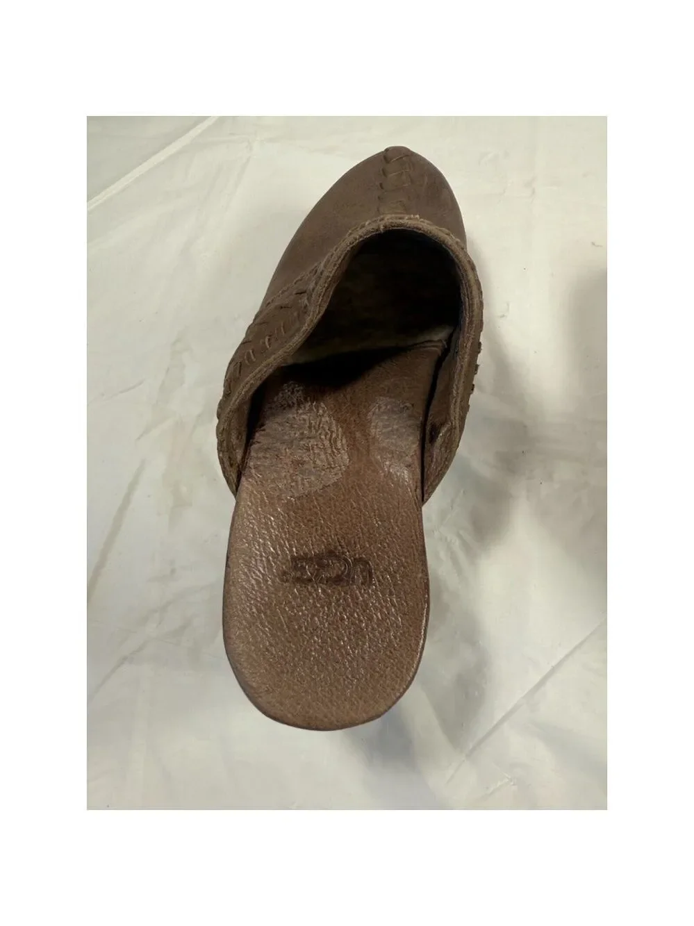 UGG Vivica 1957 Brown Leather Woven Studded Mule Clogs Y2K Size 6 shearling